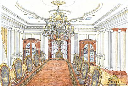 Luxuriöser Palast im klassischen Stil mit einem See