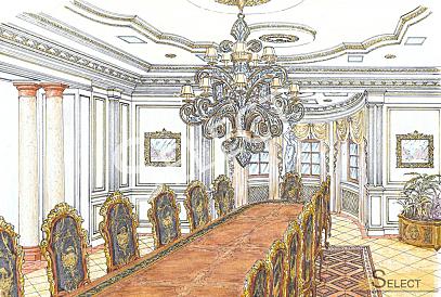 Luxuriöser Palast im klassischen Stil mit einem See