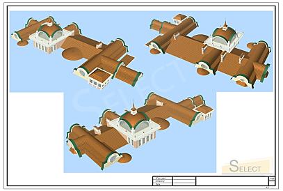 Luxuriöser Palast im klassischen Stil mit einem See