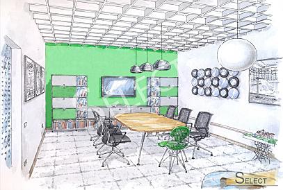 Modernes Büro in natürlichen Farben