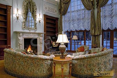 Luxurious palace in classical style with a lake