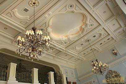 Luxurious palace in classical style with a lake