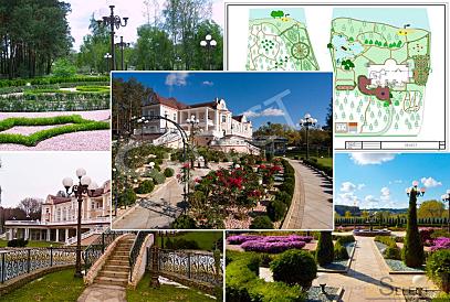 Luxurious palace in classical style with a lake