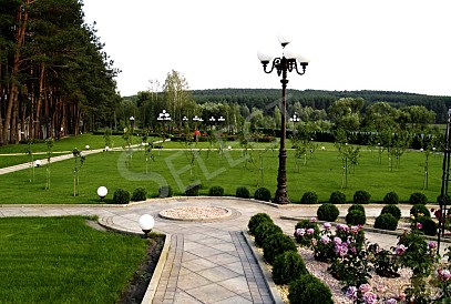 Luxurious palace in classical style with a lake