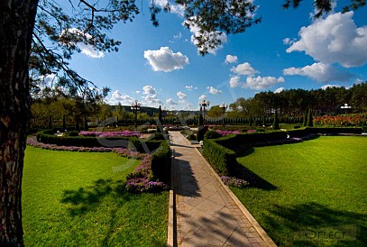 Luxurious palace in classical style with a lake