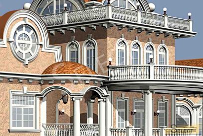 Luxurious palace in classical style with a lake